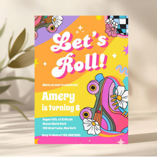 Colourful Retro Roller Skate Birthday Invitation