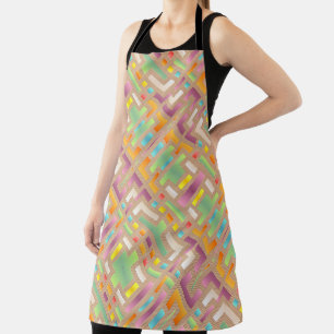 Colourful Retro Shapes Abstract Apron