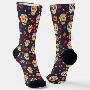 Colourful retro skulls pattern socks