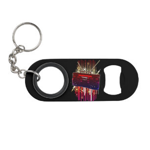 Colourful Retro Speaker Design with Neon Party Vib Keychain Bottle Opener