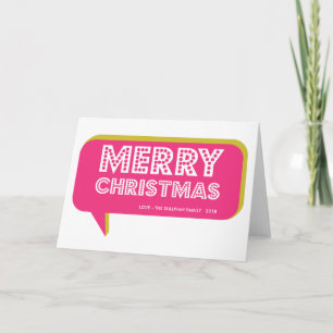 Colourful Retro Speech Bubble Merry Christmas Card