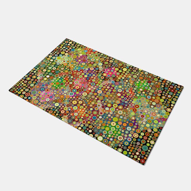 Colourful retro spots pattern I + your ideas Doormat (Angled)