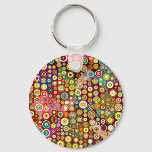 Colourful Retro Spots + your idea Keychain