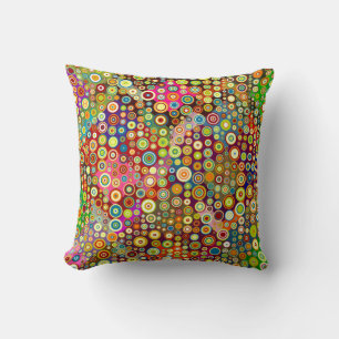 Colourful Retro Spots + your idea Throw Pillow