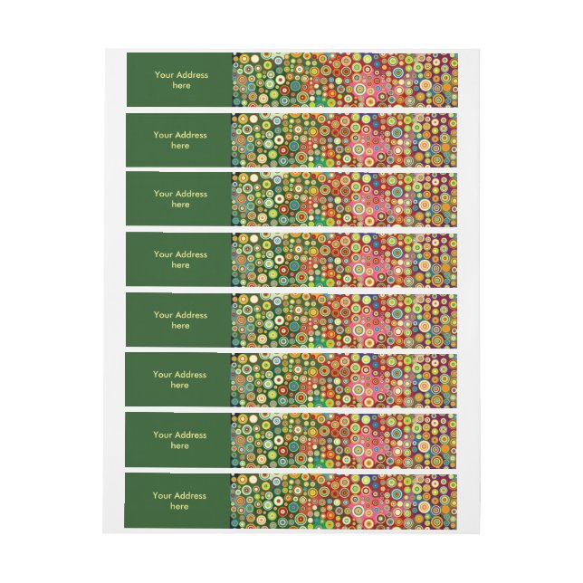 Colourful Retro Spots + your idea Wraparound Address Label (Sheet)