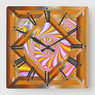 Colourful Retro  Square Wall Clock