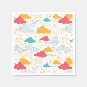 Colourful Retro Starry Sky Art Pattern Napkin