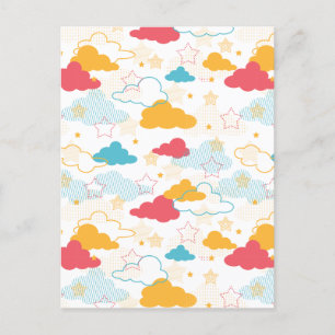 Colourful Retro Starry Sky Art Pattern Postcard