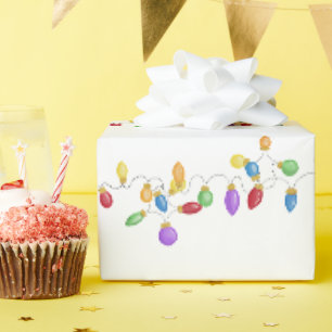 Colourful retro string lights wrapping paper
