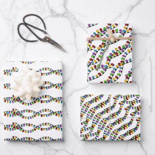Colourful retro string lights wrapping paper shee