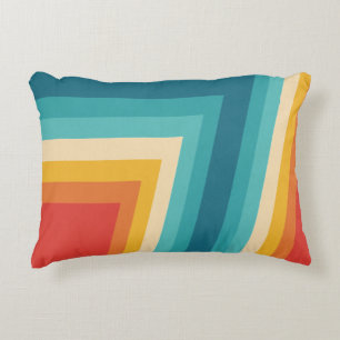 Colourful Retro Stripe -  70s, 80s Design Accent Pillow