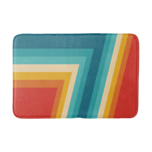 Colourful Retro Stripe -  70s, 80s Design Bath Mat