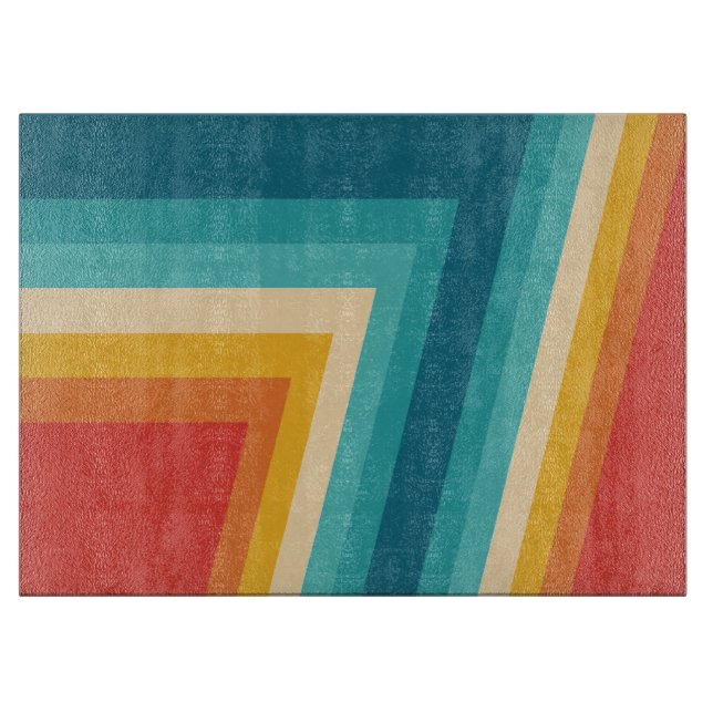Colourful Retro Stripe -  70s, 80s Design Cutting Board (Front)