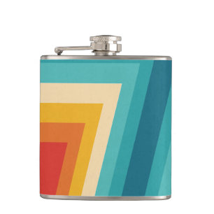Colourful Retro Stripe -  70s, 80s Design Hip Flask