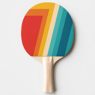 Colourful Retro Stripe - 70s, 80s Design Ping Pong Paddle