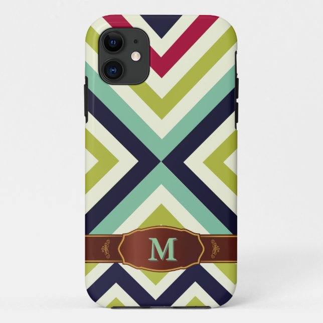 Colourful Retro Stripe Monogram Pattern iPhone 5 Case-Mate iPhone Case (Back)