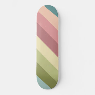 Colourful Retro Stripe Pattern Skateboard