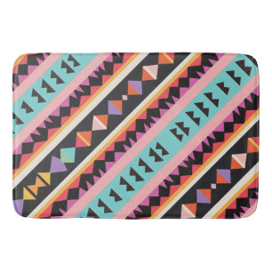 Colourful retro Striped Pattern mix Bath Mat