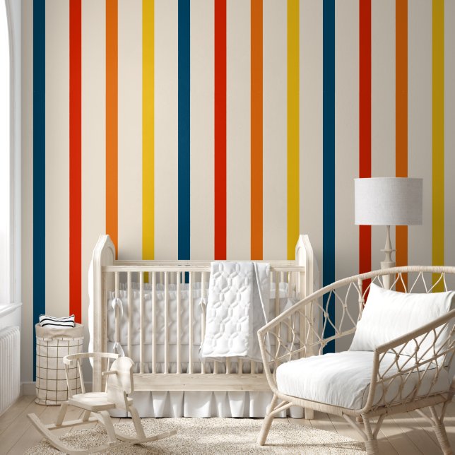 Colourful Retro Striped Wallpaper (Kids)