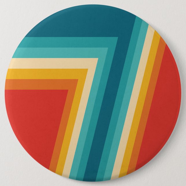 Colourful Retro Stripes  -   70s, 80s Design 6 Inch Round Button (Front)