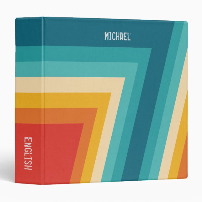 Colourful Retro Stripes  -   70s, 80s Design Binder (Front/Spine)