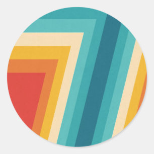 Colourful Retro Stripes  -   70s, 80s Design Classic Round Sticker