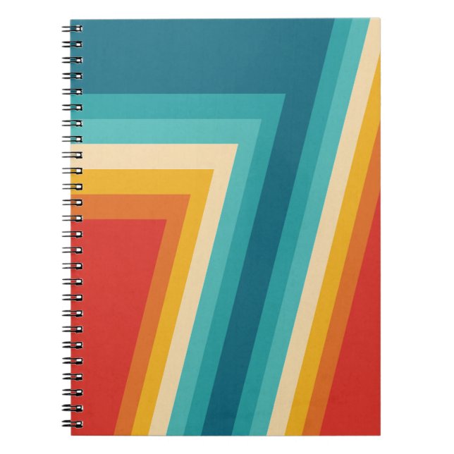 Colourful Retro Stripes  -   70s 80s  Design Notebook (Front)