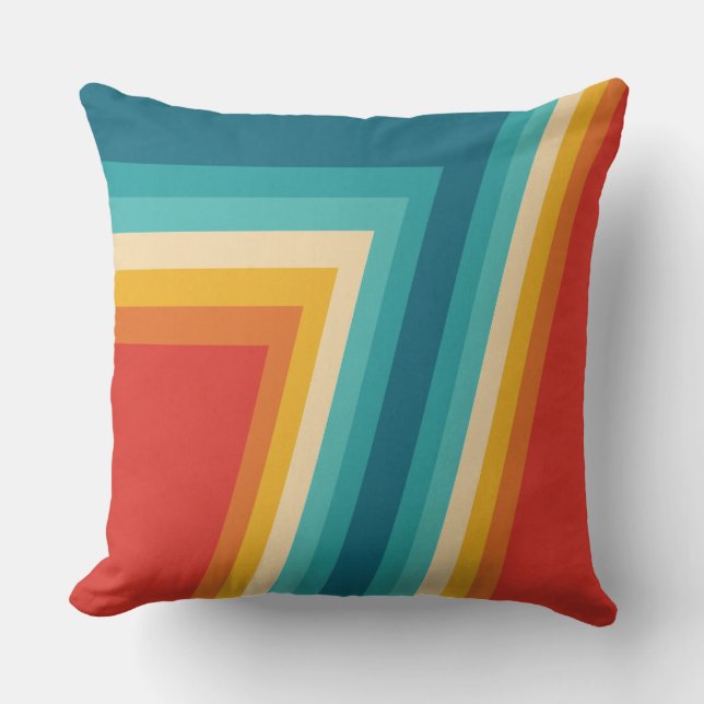 Colourful Retro Stripes  -   70s, 80s Design Throw Pillow (Front)