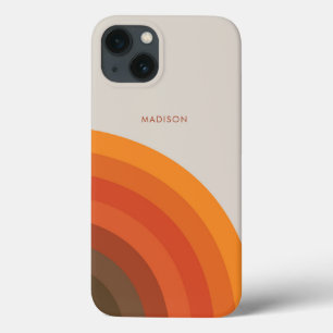 Colourful Retro Stripes 70s 80s Golden Brown Orang iPhone 13 Case