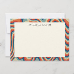 Colourful Retro Stripes Border Personalized Name Card