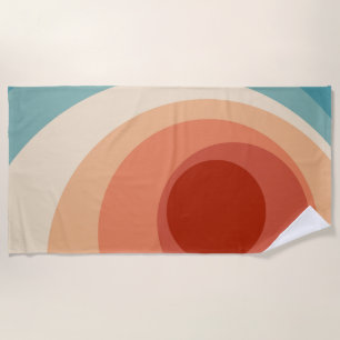 Colourful retro style circles design  beach towel