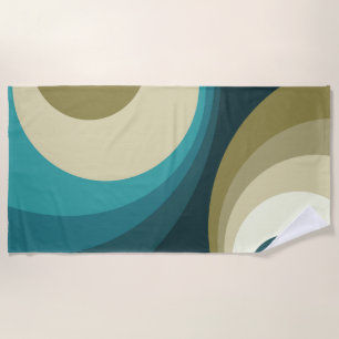 Colourful retro style circles design beach towel
