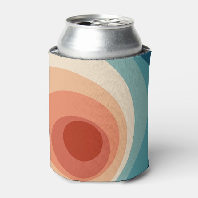 Colourful retro style circles design  can cooler (Can Front)