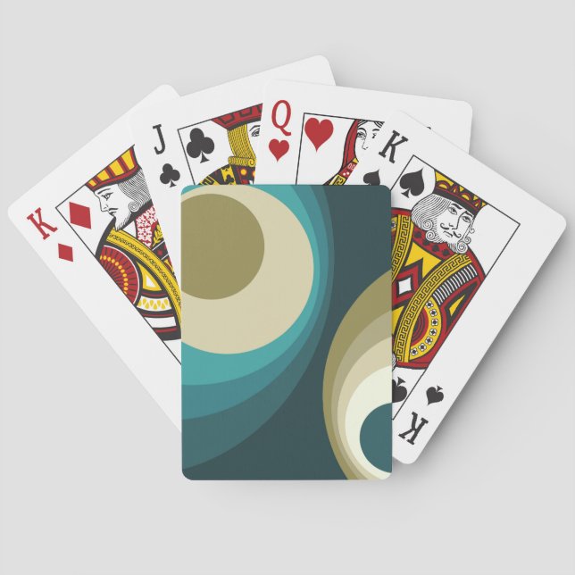 Colourful retro style circles design playing cards (Back)