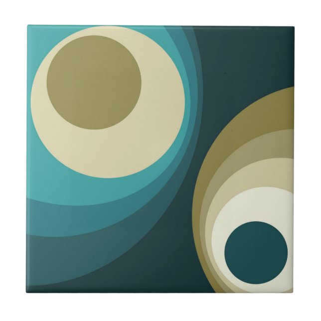 Colourful retro style circles design tile (Front)