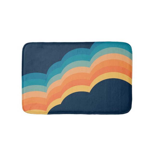 Colourful retro style clouds design bath mat (Front)