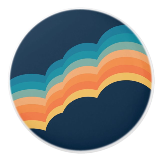 Colourful retro style clouds design ceramic knob (Front)