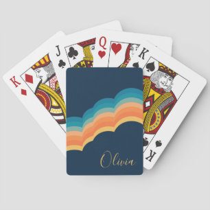 Colourful retro style clouds design playing cards
