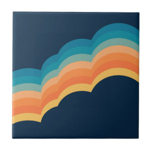 Colourful retro style clouds design tile