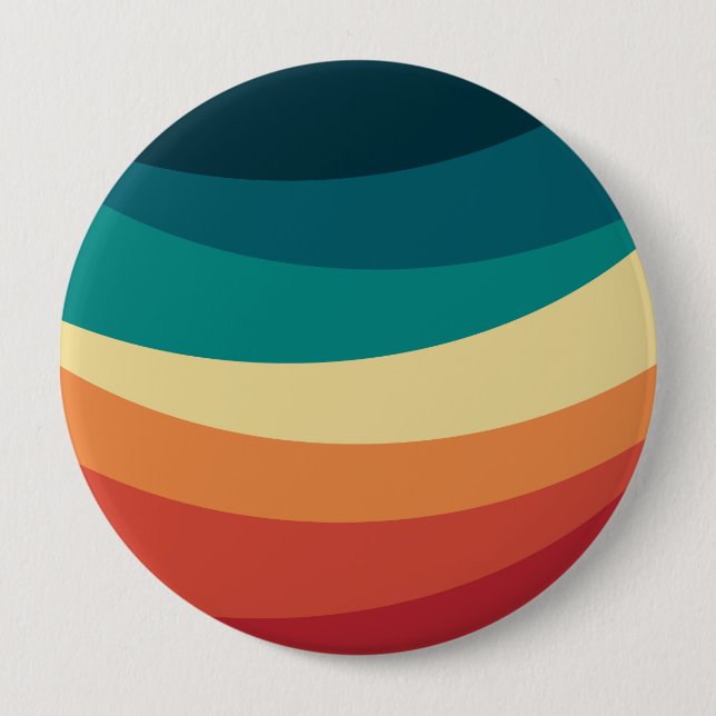 Colourful retro style curves design 4 inch round button (Front)