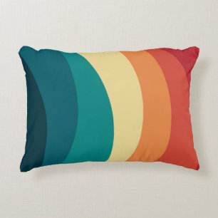 Colourful retro style curves design accent pillow