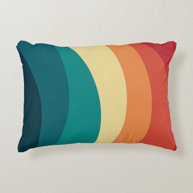 Colourful retro style curves design accent pillow (Front)