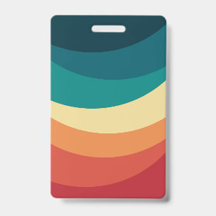 Colourful retro style curves design badge