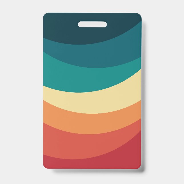 Colourful retro style curves design badge (Front)