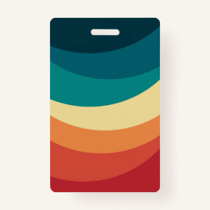 Colourful retro style curves design badge