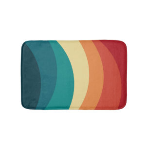 Colourful retro style curves design bath mat
