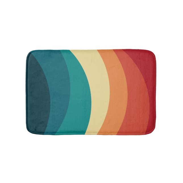 Colourful retro style curves design bath mat (Front)