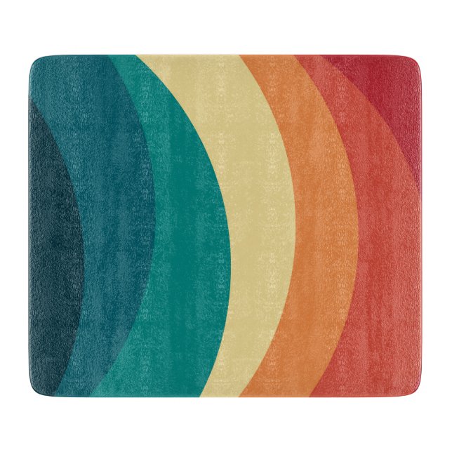 Colourful retro style curves design cutting board (Front)