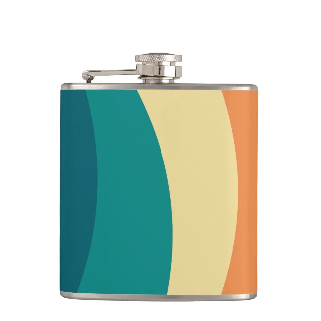 Colourful retro style curves design hip flask (Front)