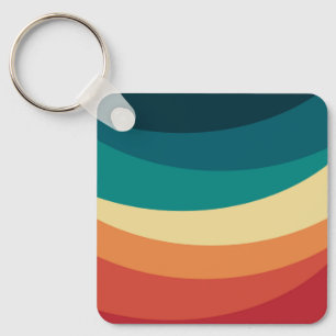 Colourful retro style curves design keychain